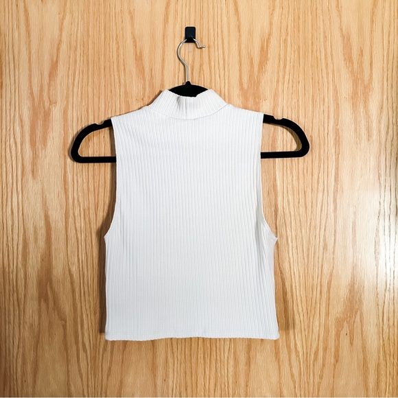 [reformation] cream mock neck ribbed crop top - Picture 2 of 4